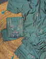 Sage Mist Green Embroidered Roman Silk Suit