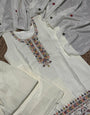 Pearl Off White Chinon Silk Embroidered Plazzo Suit