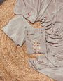Dust Grey Chinon Silk Embroidered Plazzo Suit