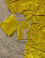 Dark Mustared Chinon Silk Embroidered Plazzo Suit
