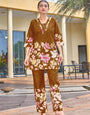 Mustard Pure Cotton Katha Handwork Neckline Co-Ords Set