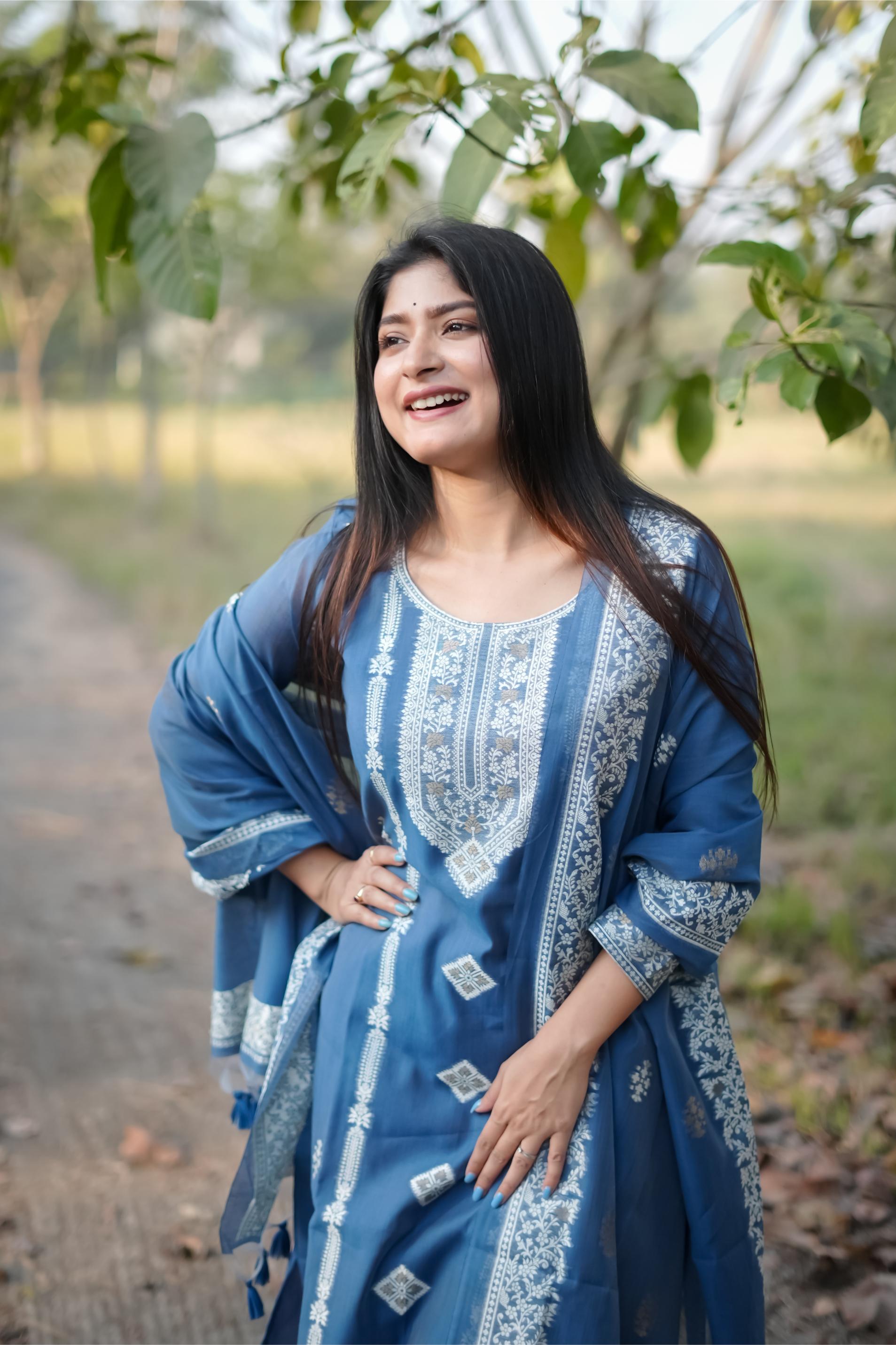 Morpich Pure Soft Cotton Jamdani Weaving 3pis Dress Material