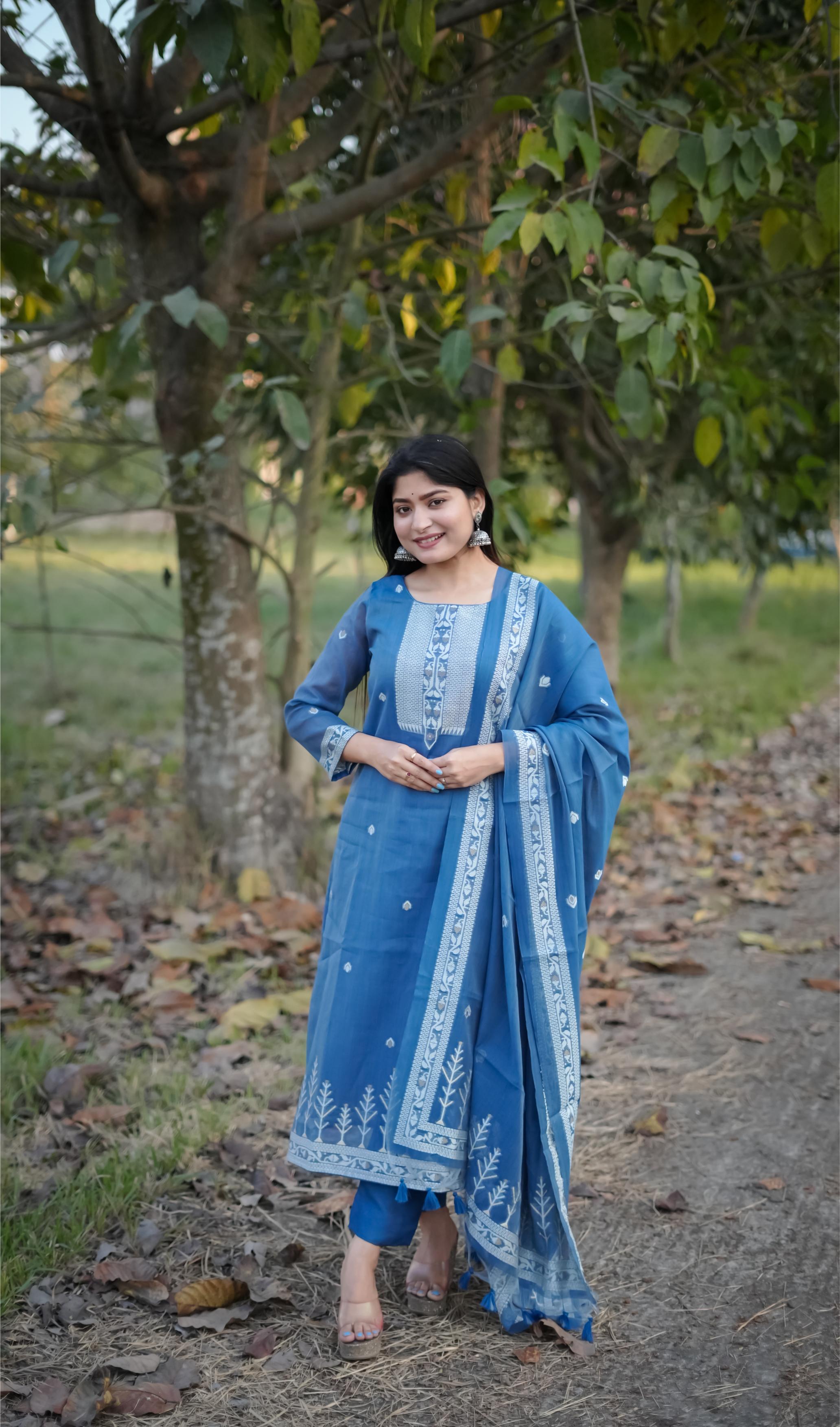 Morpich Pure Soft Cotton Jamdani Weaving 3pis Dress Material