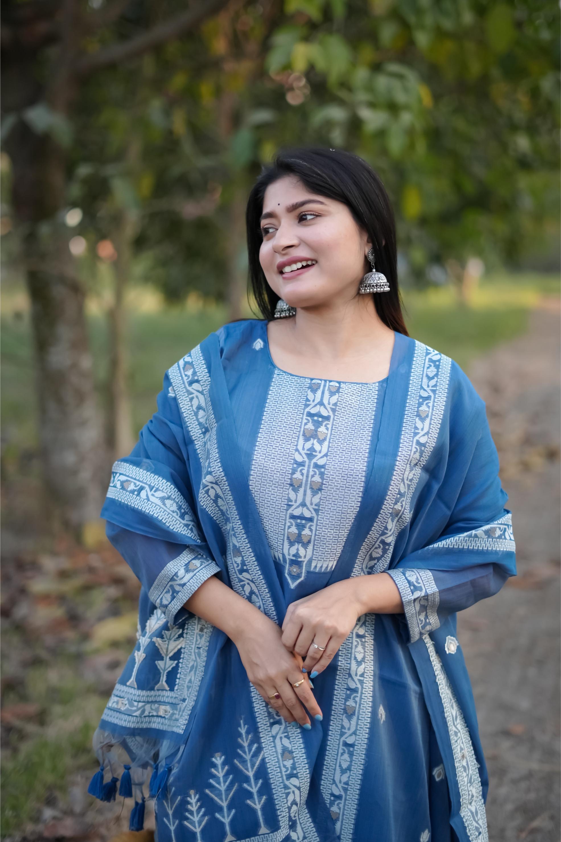 Morpich Pure Soft Cotton Jamdani Weaving 3pis Dress Material