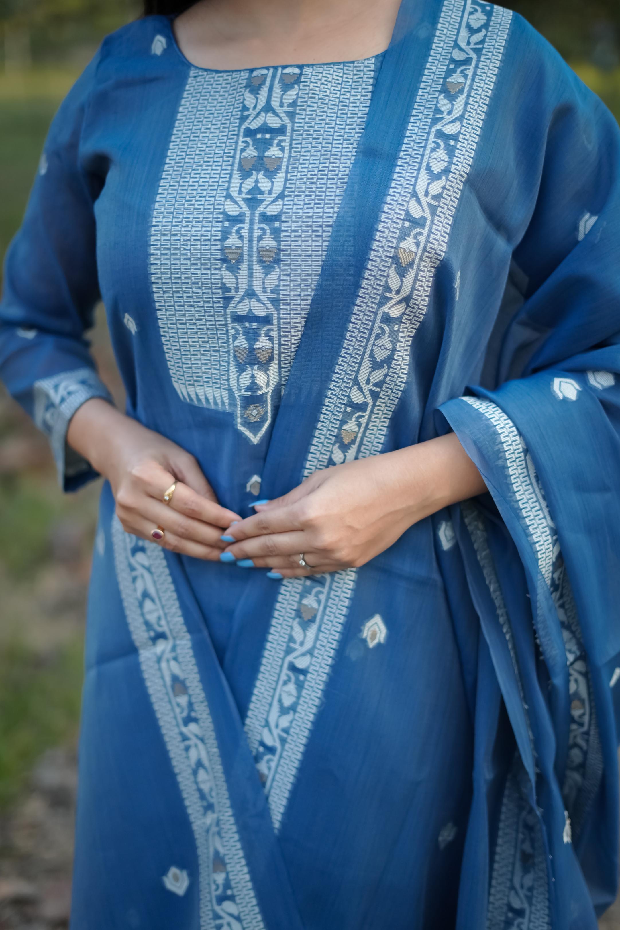 Morpich Pure Soft Cotton Jamdani Weaving 3pis Dress Material