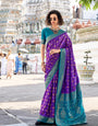 Arohi Blue Soft Banarasi Silk Bandhani Weaving Saree