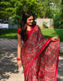 Akruti Maroon Modal Silk Ajrakh Natural Print Saree