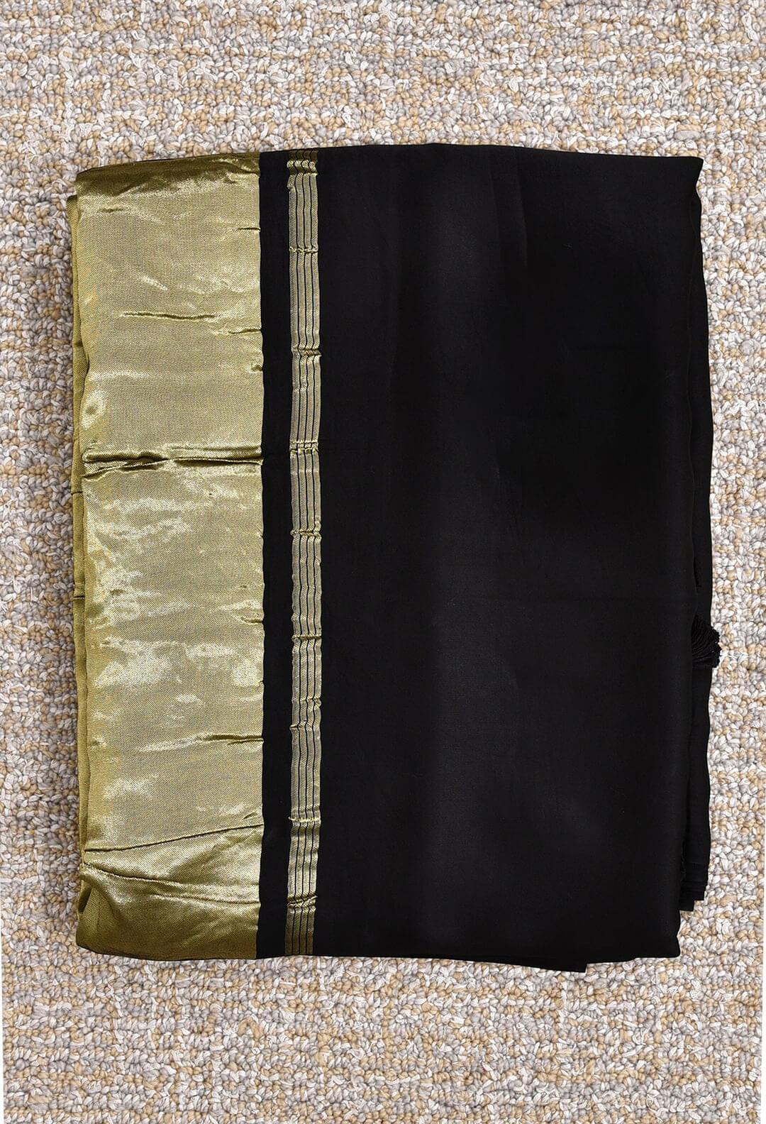 Black Plain Pure Modal Gajji Silk Saree With Zari Pallu Natural dyeing Saree