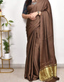 Roman Coffee Plain Pure Modal Gajji Silk Saree With Zari Pallu Natural dyeing Saree