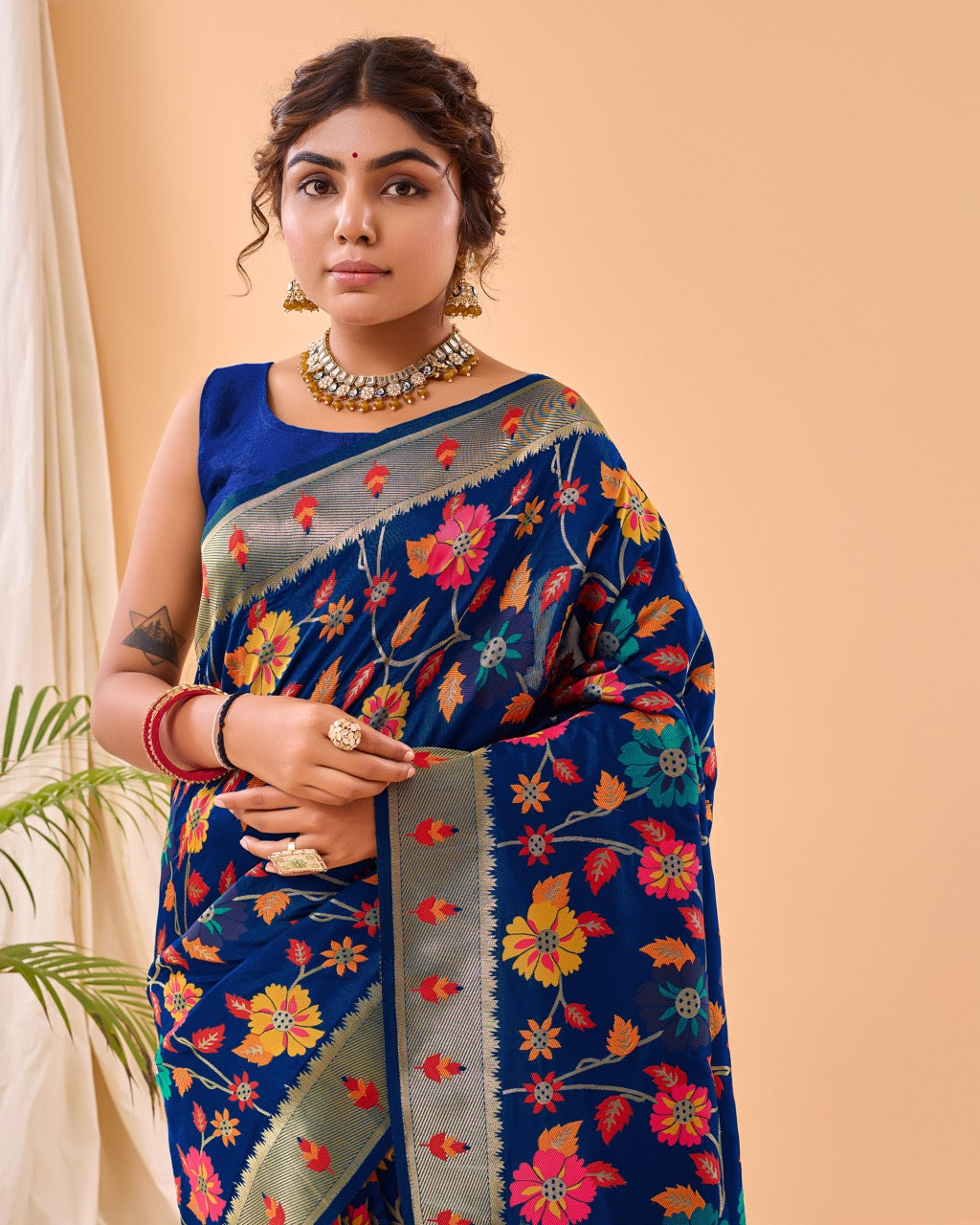 Royal Blue Meenakari Pure Paithani Silk Saree