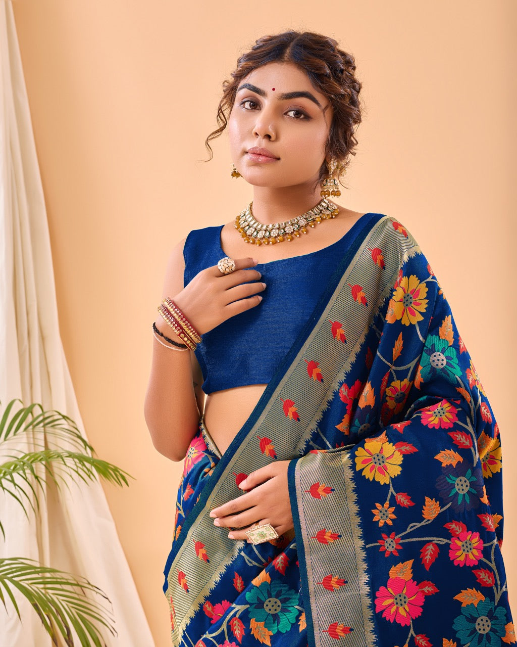 Royal Blue Meenakari Pure Paithani Silk Saree