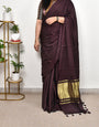 Glowish  Plain Pure Modal Gajji Silk Saree With Zari Pallu Natural dyeing Saree