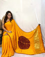 Sunflower Shibori Bandhni Border Pure Modal Silk Plain With Lagdi Pallu Saree