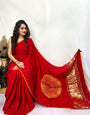Maroon Shibori Bandhni Border Pure Modal Silk Plain With Lagdi Pallu Saree