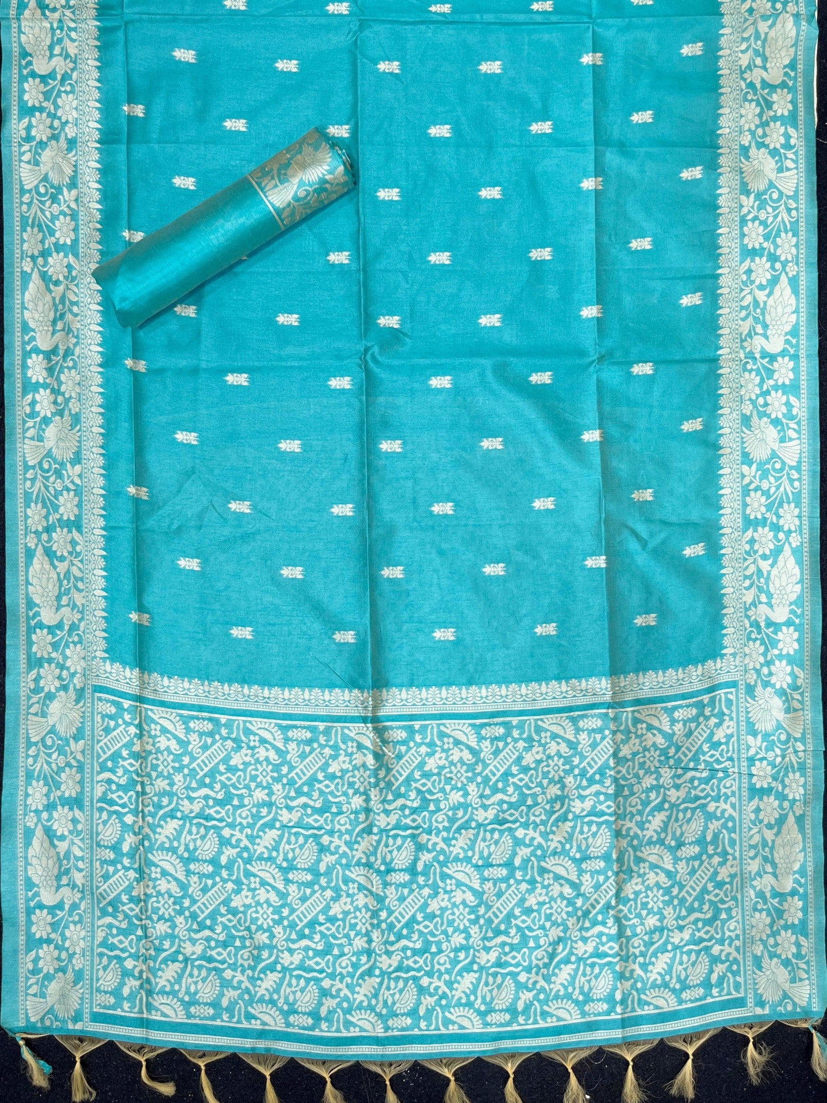 Rama Handloom Raw Silk Warli Work Unstitched 3pis Dress Material