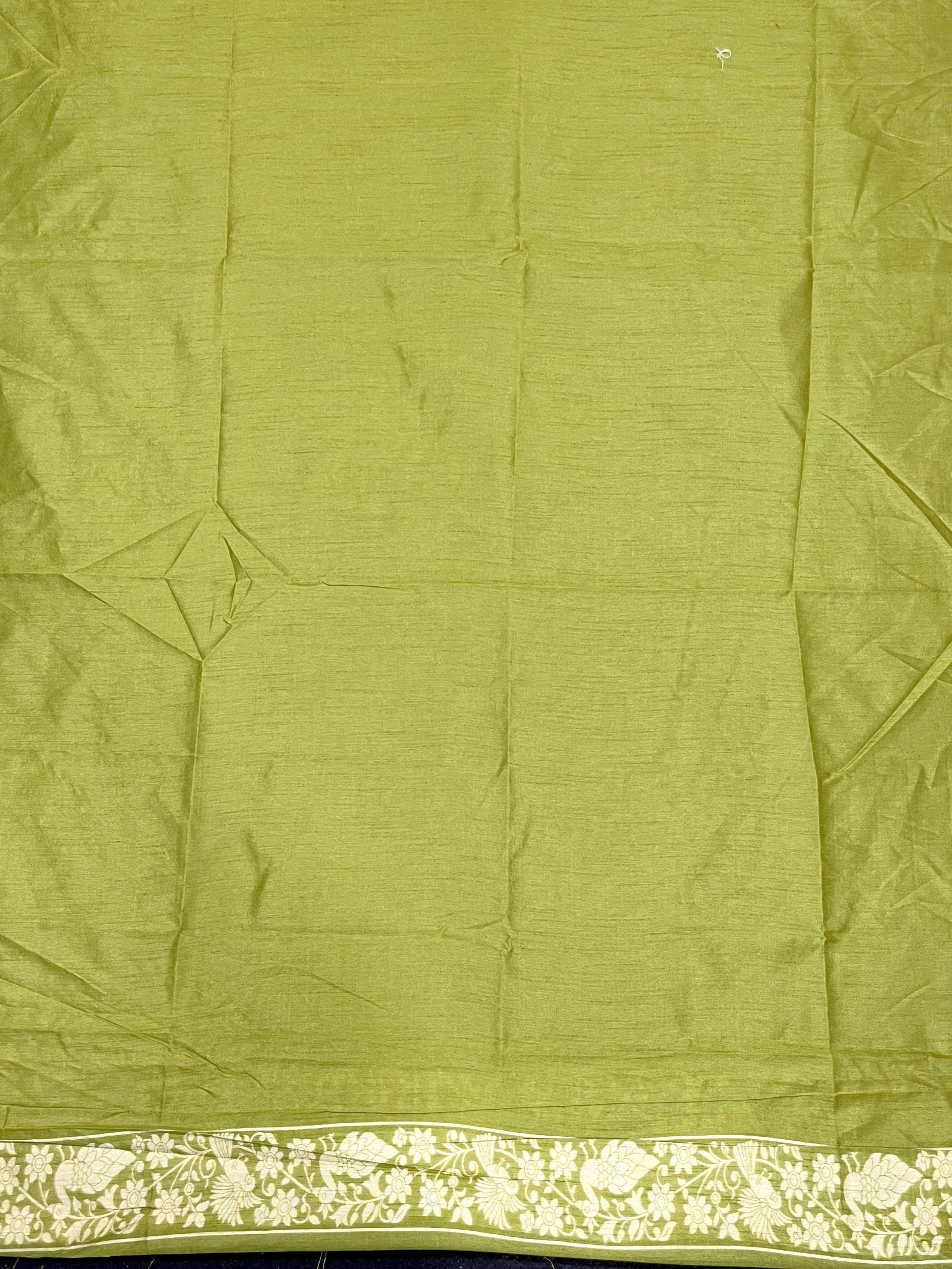 parrot Green Handloom Raw Silk Warli Work Unstitched 3pis Dress Material