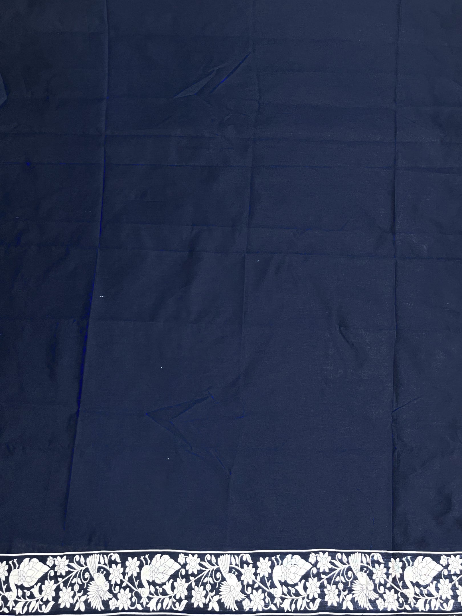 Blue Handloom Raw Silk Warli Work Unstitched 3pis Dress Material