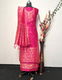 Pink Handloom Raw Silk Warli Work Unstitched 3pis Dress Material