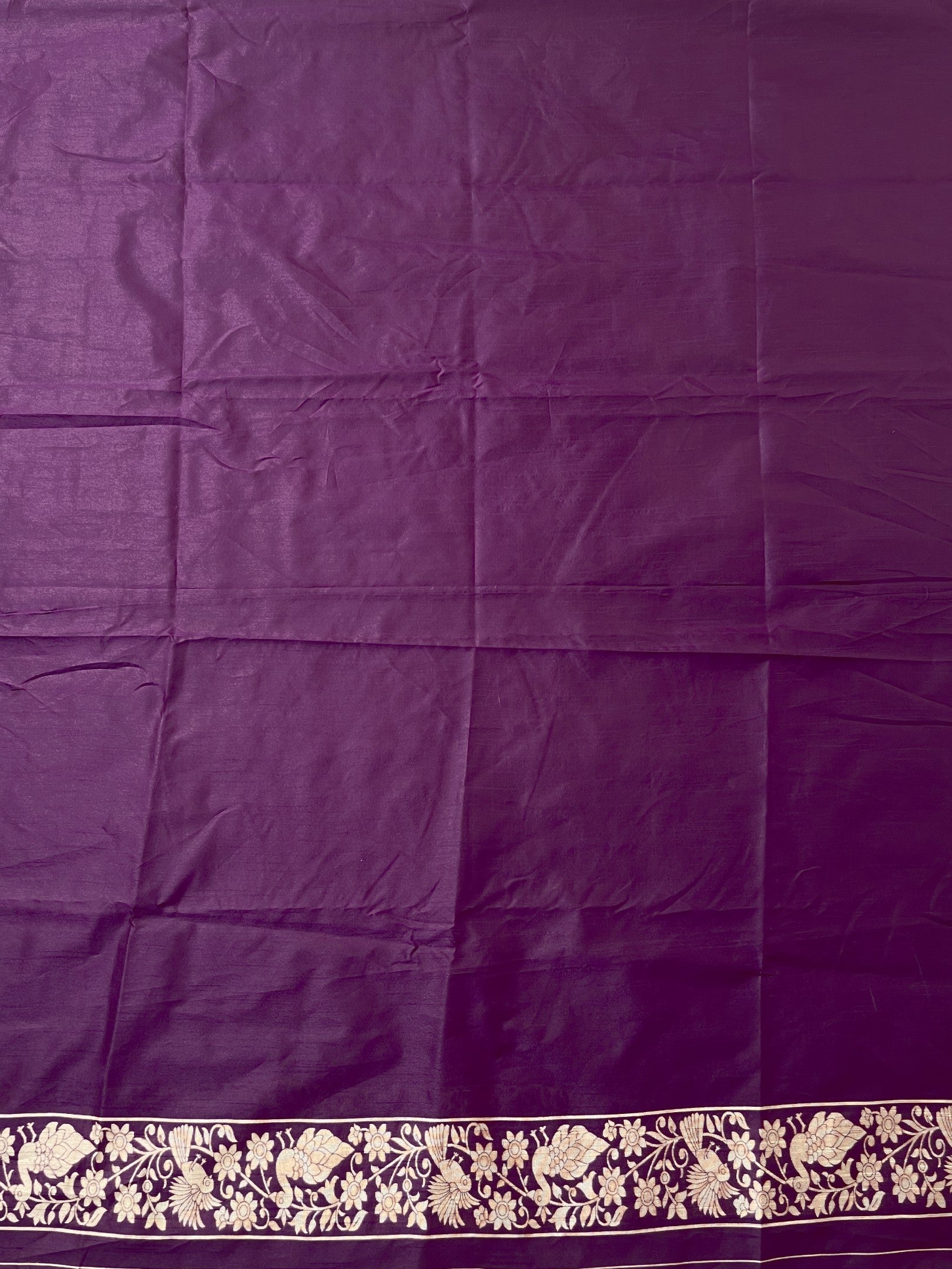 Wine Handloom Raw Silk Warli Work Unstitched 3pis Dress Material