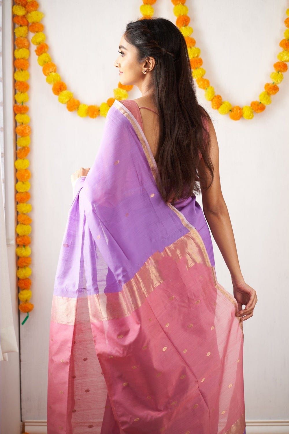 Precious Lavender Cotton Silk Weaving Saree