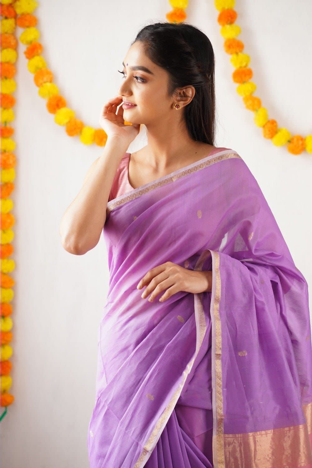Precious Lavender Cotton Silk Weaving Saree