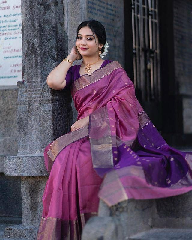 Fairytale Lavendor Soft Silk Weaving Saree