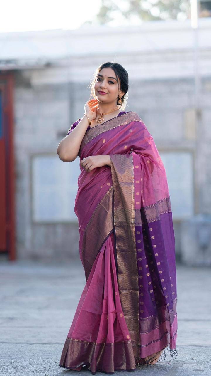 Fairytale Lavendor Soft Silk Weaving Saree