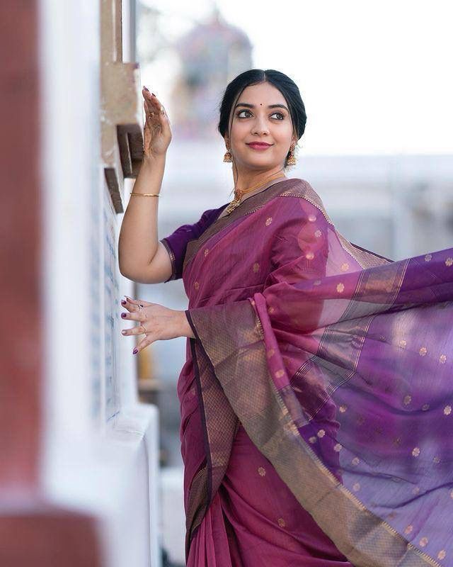Fairytale Lavendor Soft Silk Weaving Saree