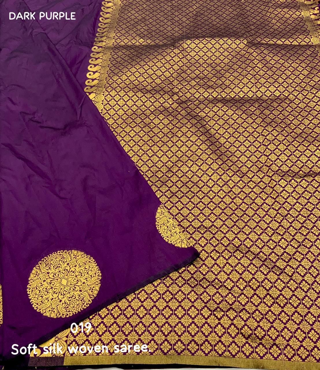Stunning Purple Soft Silk Weaving Saree
