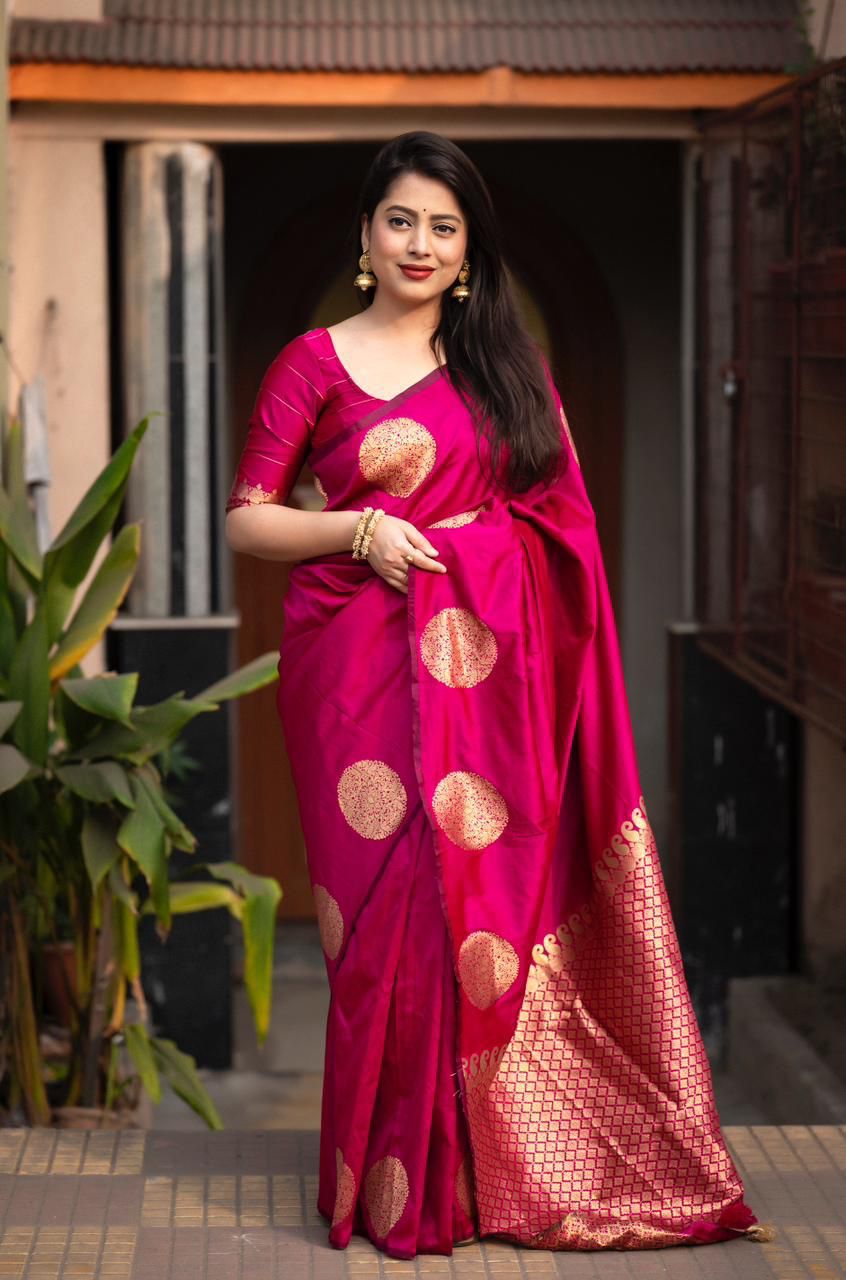 Radiant Hot Pink Soft Silk Weaving Saree