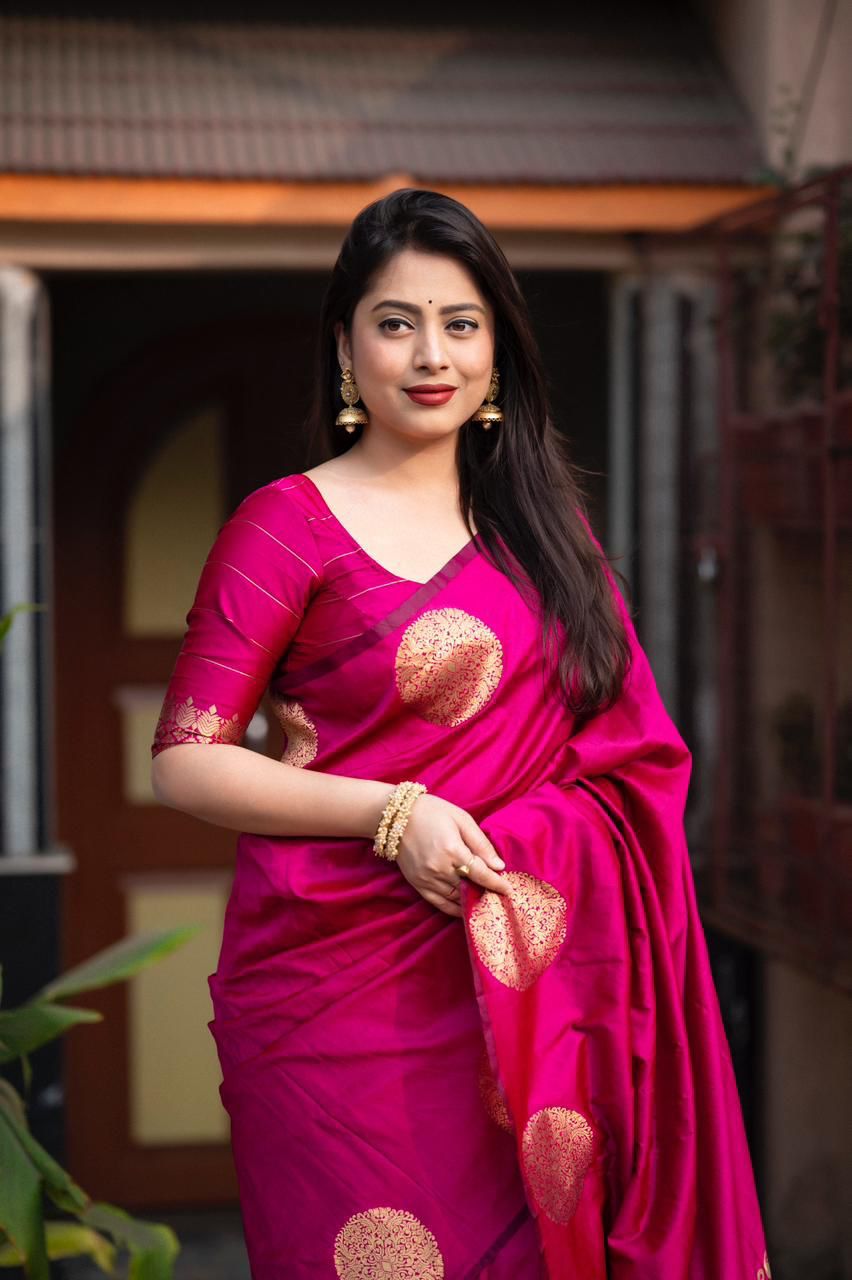 Radiant Hot Pink Soft Silk Weaving Saree