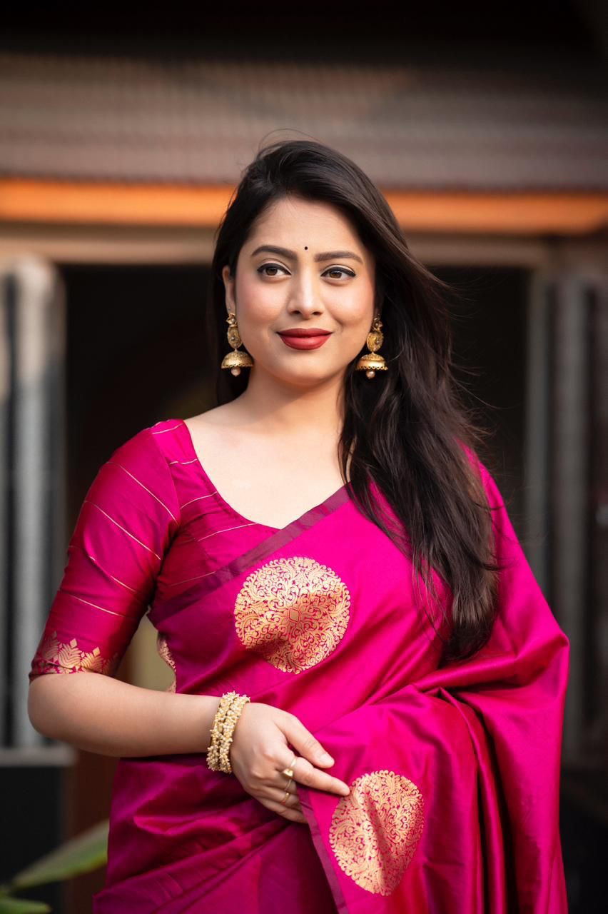 Radiant Hot Pink Soft Silk Weaving Saree