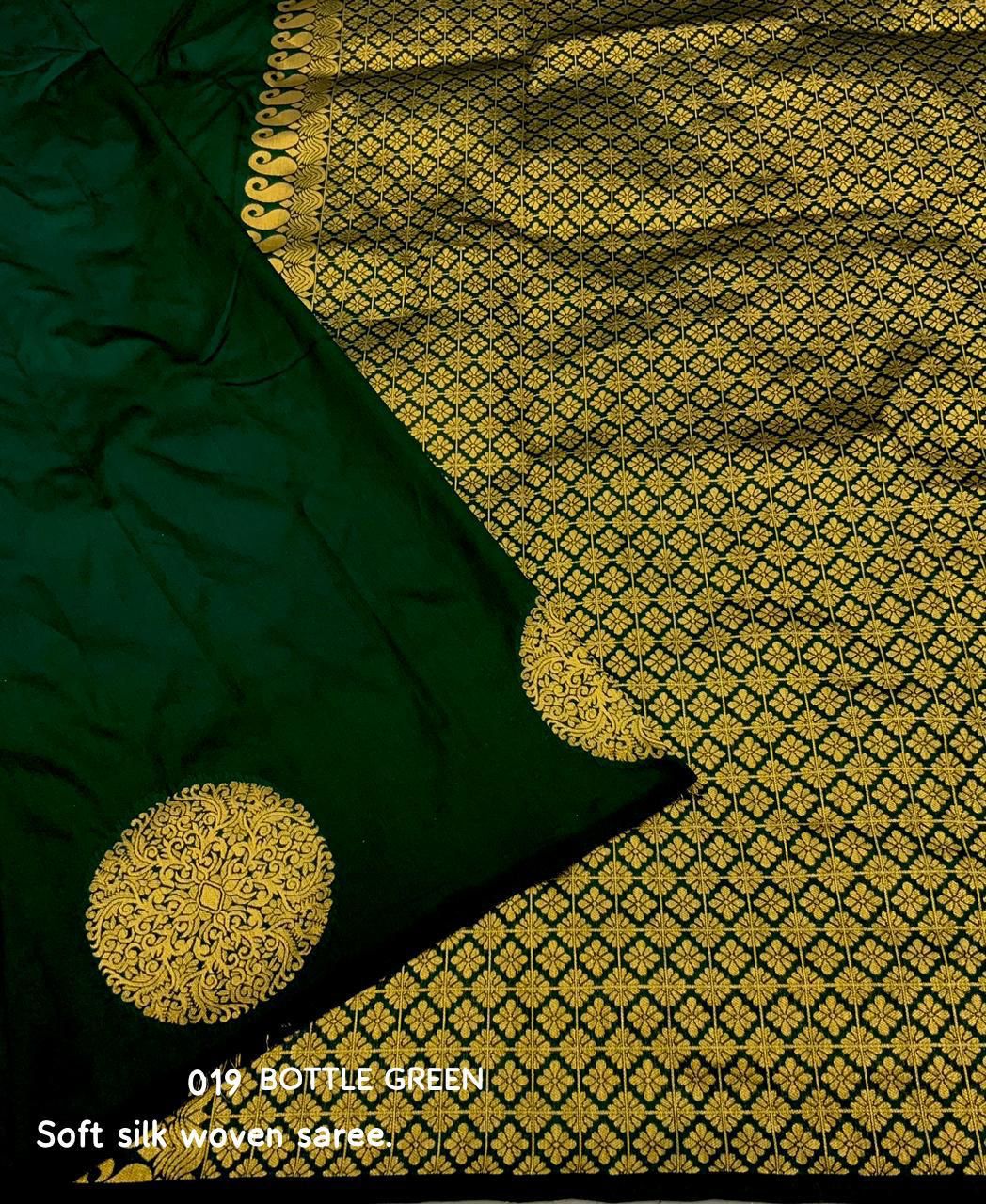 Exuberance Dark Green Soft Silk Weaving Saree