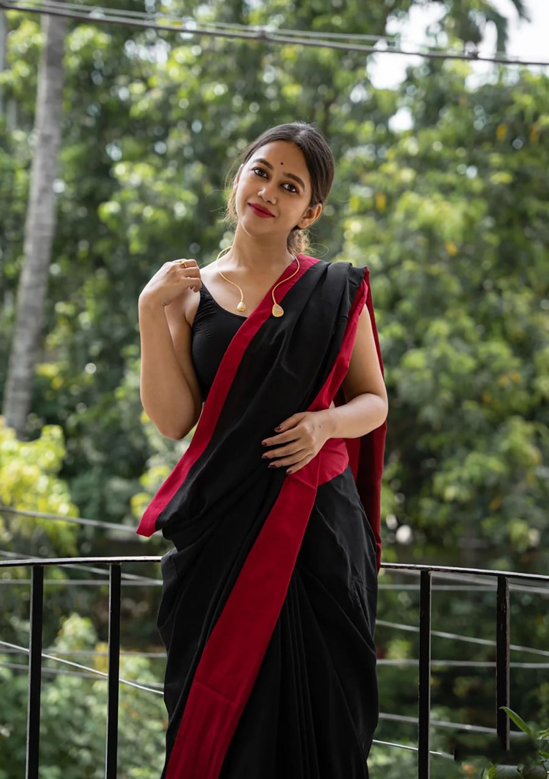 Palimpsest Black Cotton Silk Weaving Saree