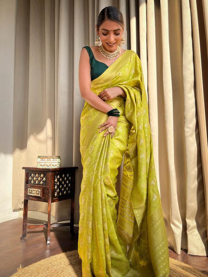 Amazing Marigold Soft Silk Weaving Saree