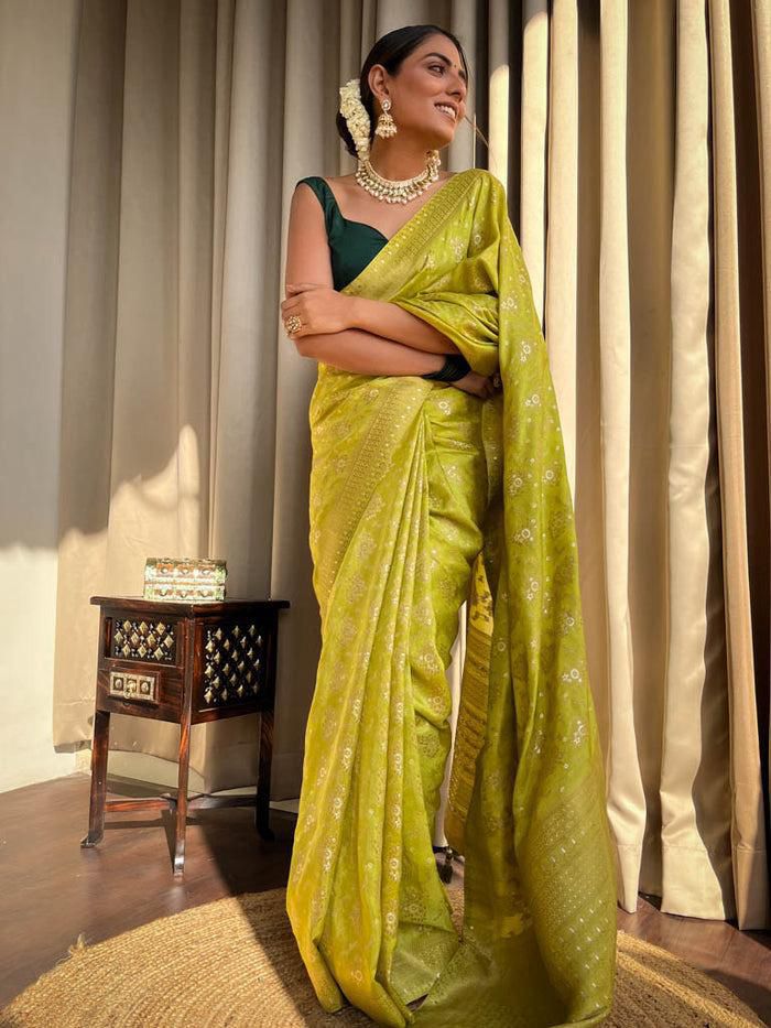 Amazing Marigold Soft Silk Weaving Saree