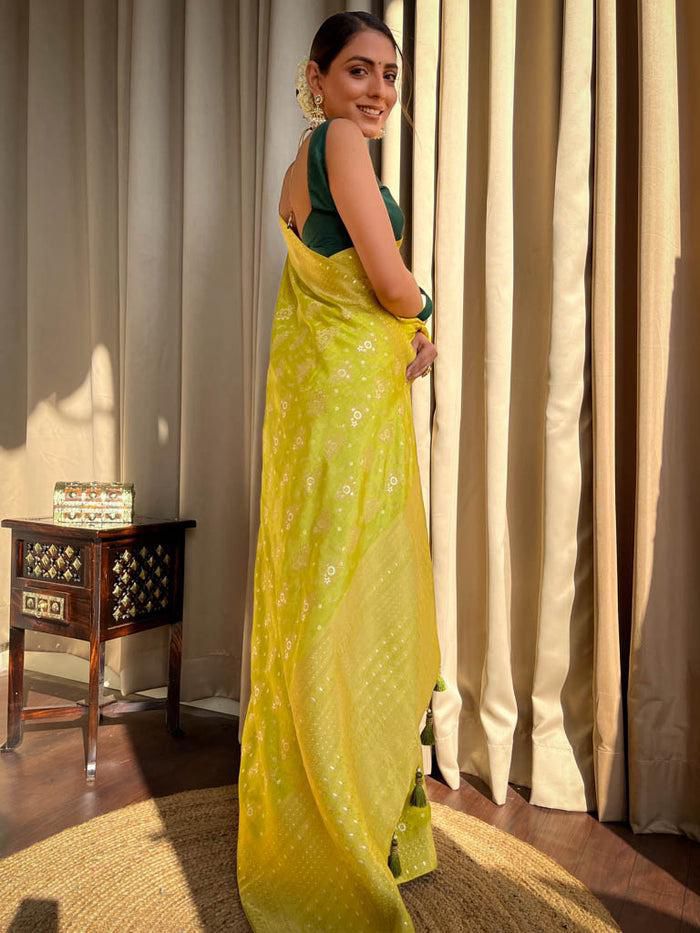 Amazing Marigold Soft Silk Weaving Saree