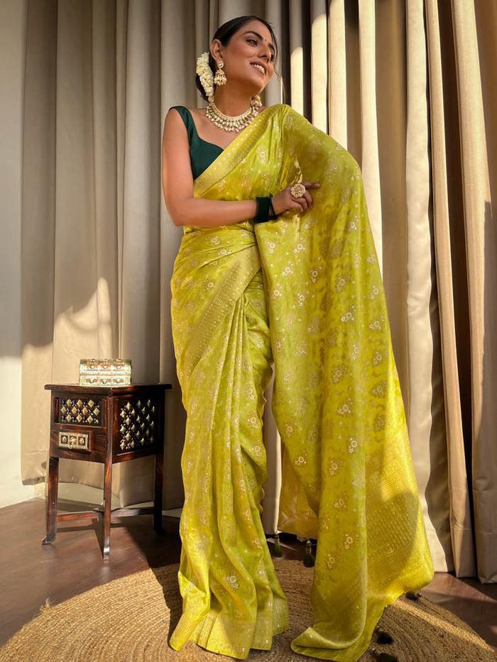 Amazing Marigold Soft Silk Weaving Saree