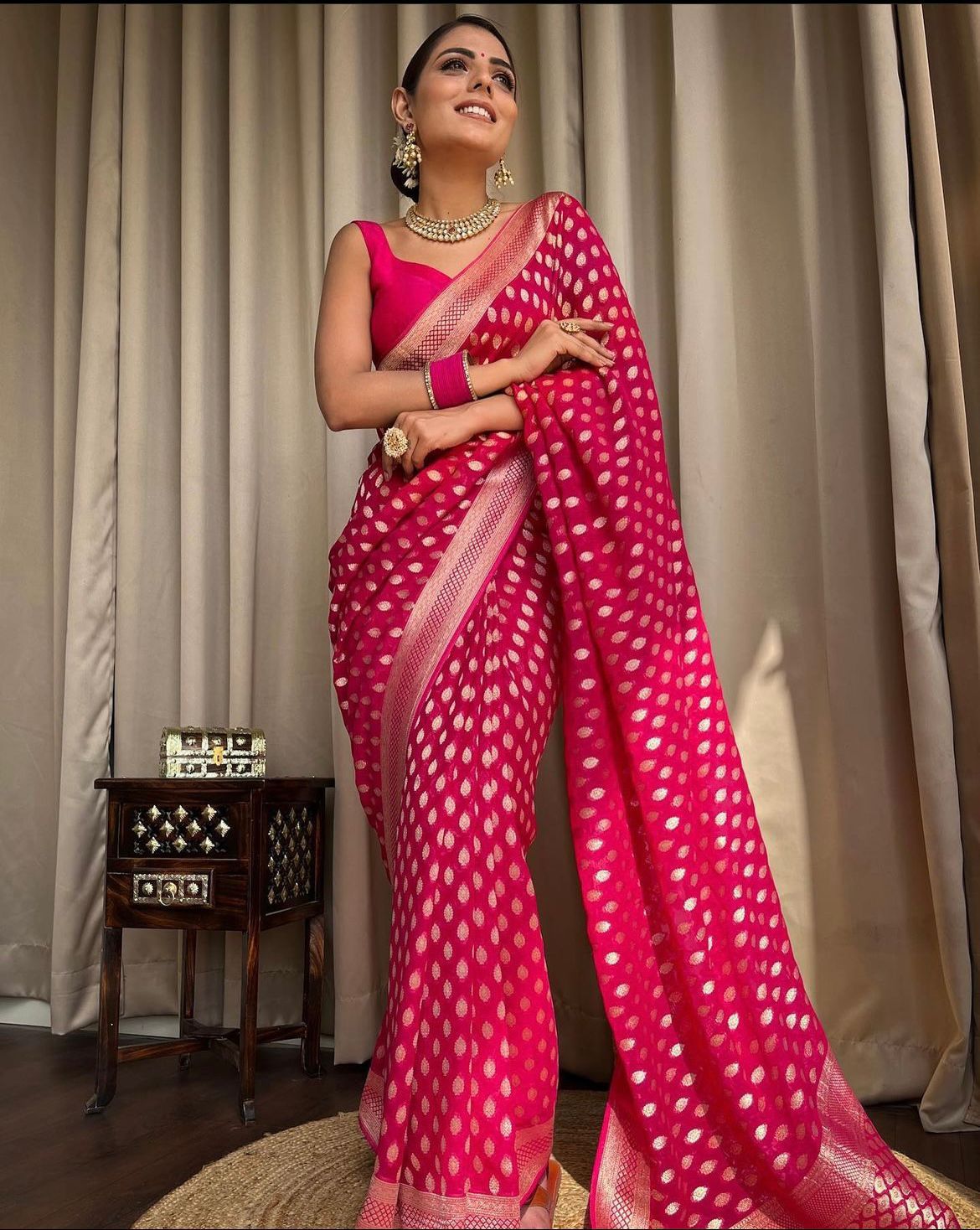 Radiant Dark Pink Soft Banarasi Silk Weaving Saree