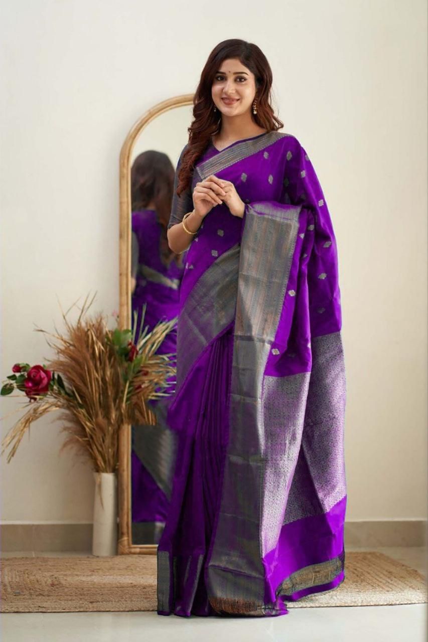Cherished Purple Soft Silk Weaving Saree