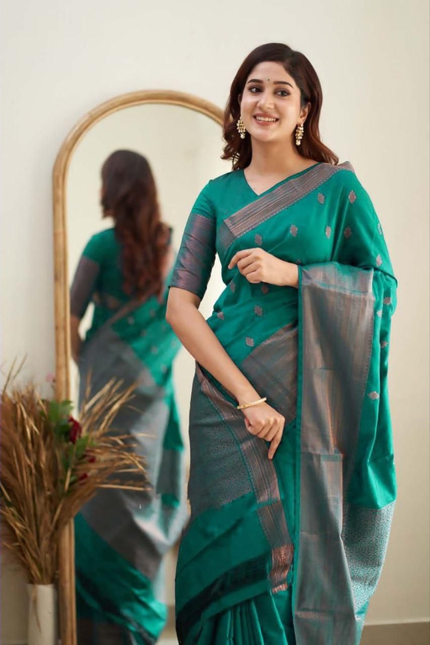 Glamorous Green Soft Silk Weaving Saree