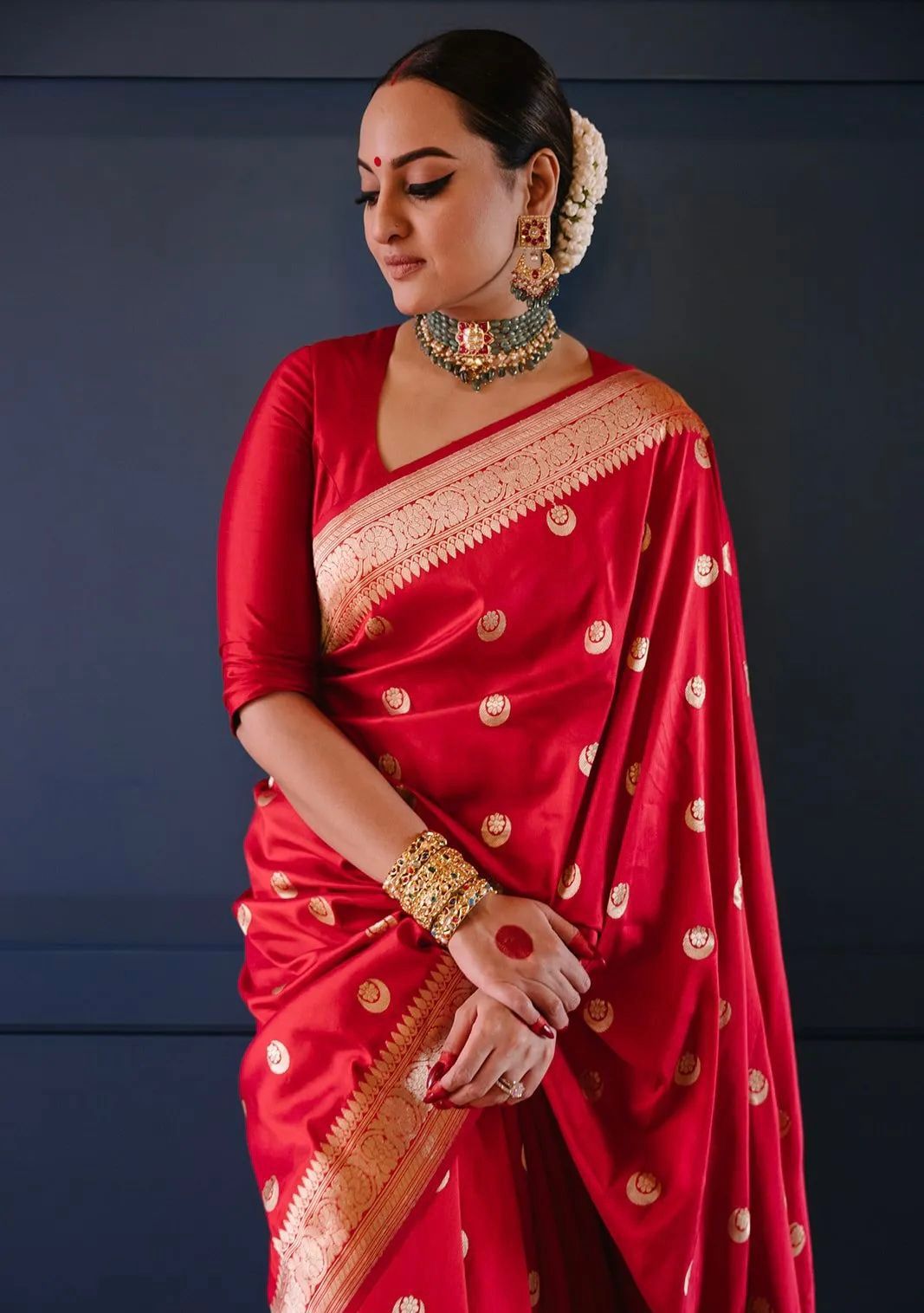 Brilliant Red Soft Silk Weaving Saree