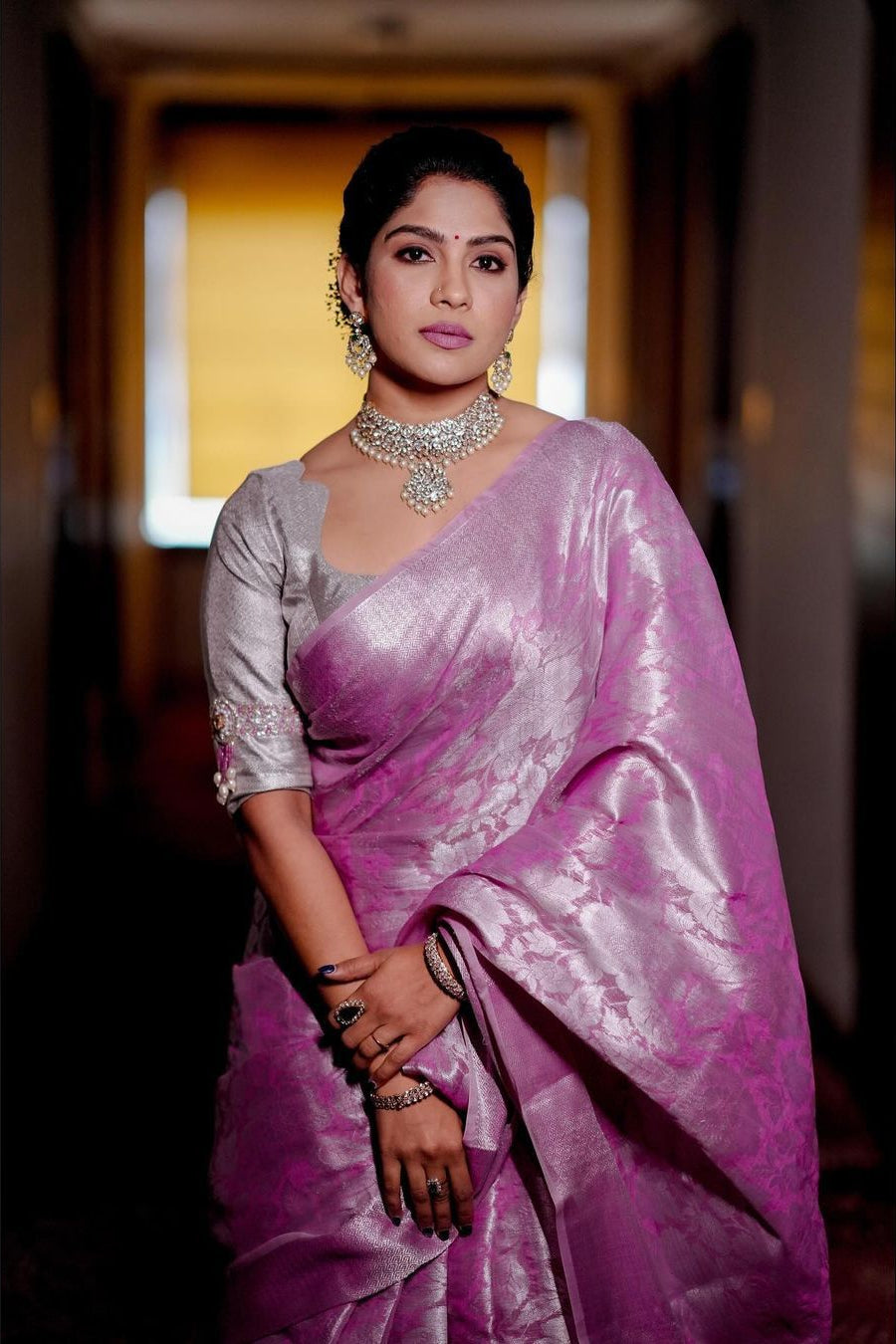 Classy Pink Soft Silk Weaving Saree
