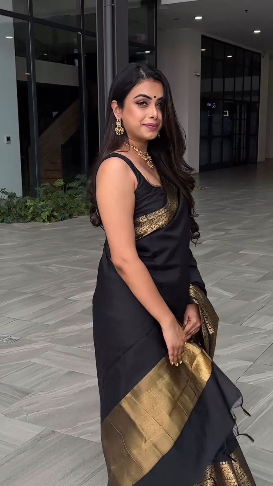 Exceptional Jet Black Soft Silk Weaving Saree