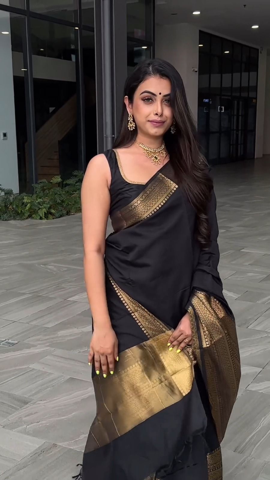 Exceptional Jet Black Soft Silk Weaving Saree