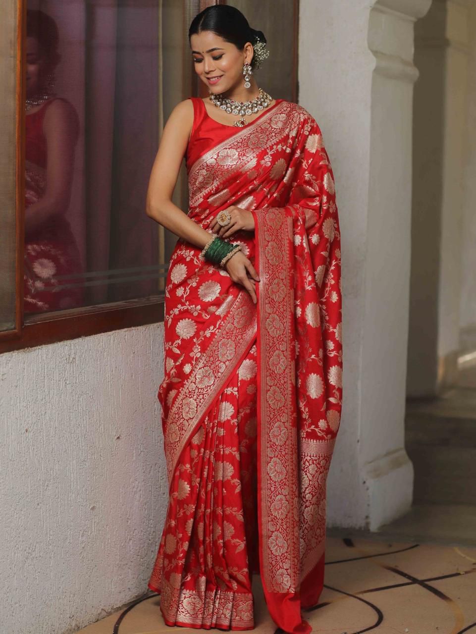 Fairytale Red Soft Silk Weaving Saree