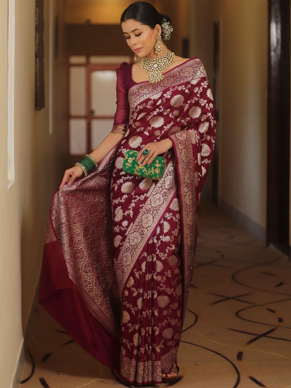 Sumptuous Wine Soft Silk Weaving Saree