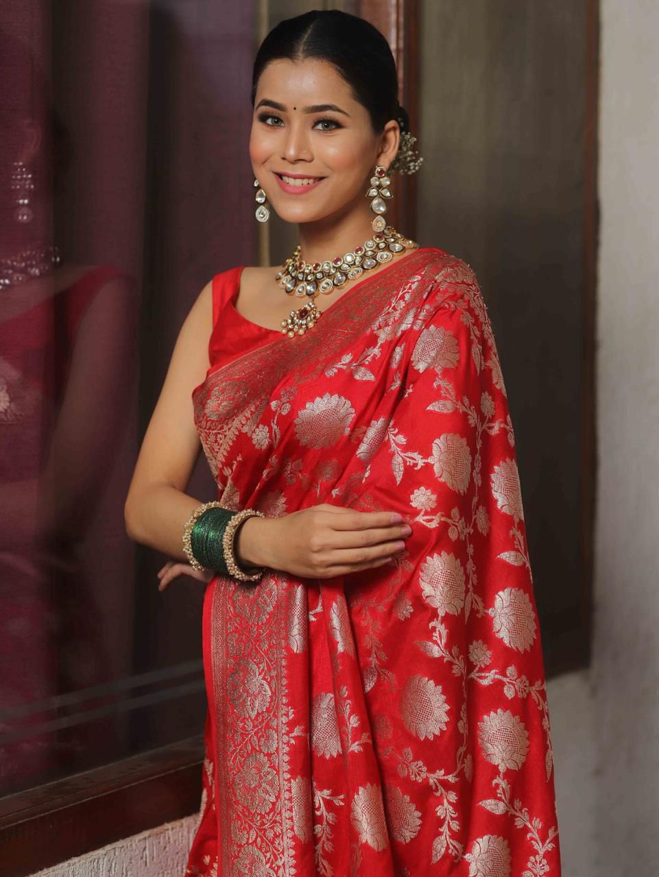 Fairytale Red Soft Silk Weaving Saree
