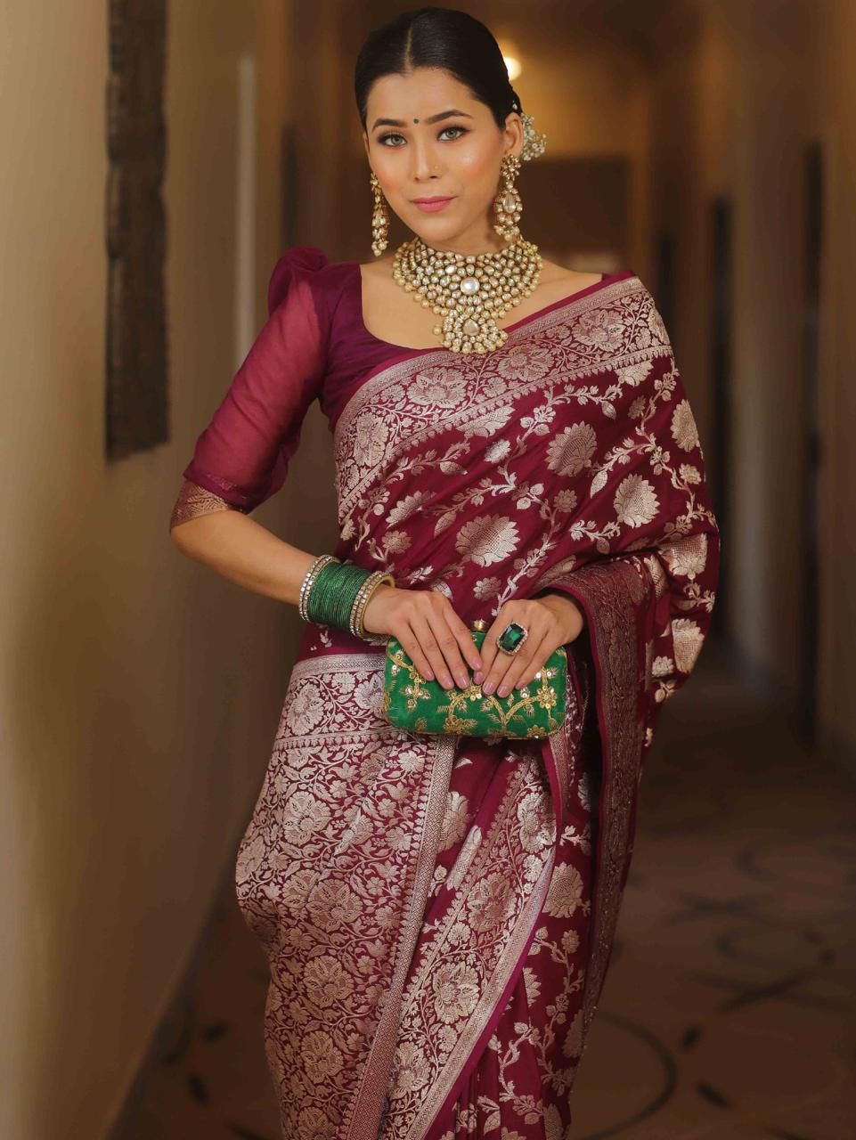 Sumptuous Wine Soft Silk Weaving Saree