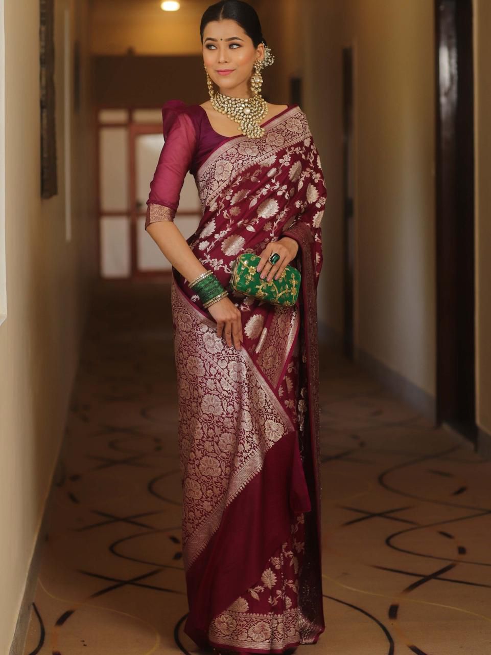 Sumptuous Wine Soft Silk Weaving Saree